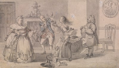 Matrimonial Fisticuffs, with a Portrait of the Pugilist John Broughton, in the Background by Hubert Francois Gravelot